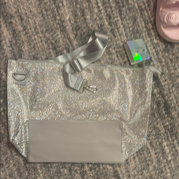 Silver and Gray Shimmer Bag with Bow Accent
